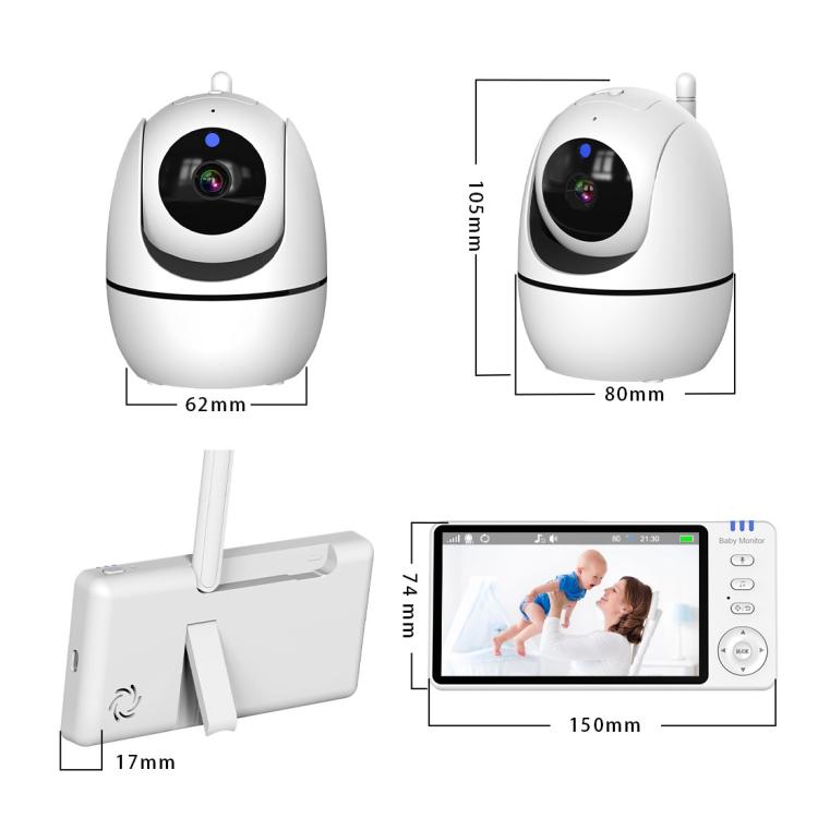 5 inch 1080P HD Baby Watcher Baby Monitor Camera UK Plug - Baby Monitor by buy2fix | Online Shopping UK | buy2fix