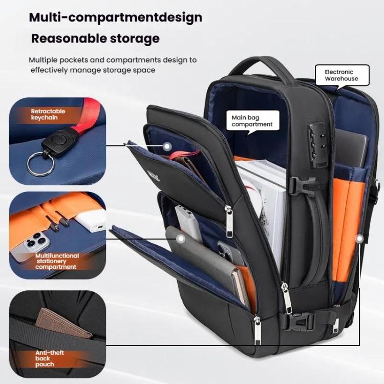 Wiersaam Men Anti-Theft Business Laptop Backpack 15.6 Inch Computer Bag With USB & Type-C Charging Ports(Black) - Backpack by Wiersaam | Online Shopping UK | buy2fix