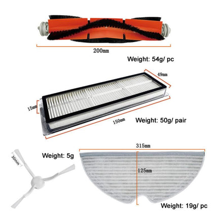 7pcs /Set For Xiaomi 1C / 2C / L10pro / D9 Sweeping Robot Accessories Main Side Brush Hepa Filter Mop Rag - For Xiaomi Accessories by buy2fix | Online Shopping UK | buy2fix