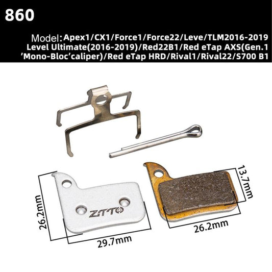 2pairs ZTTO Bicycle Metal Sintered Cable Mountain Road Bike Electrical Scooter Disc Brake Linings, Style: 860 - Bicycle Brake Parts by ZTTO | Online Shopping UK | buy2fix