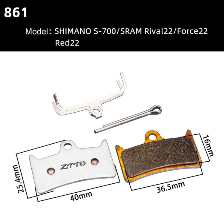2pairs ZTTO Bicycle Metal Sintered Cable Mountain Road Bike Electrical Scooter Disc Brake Linings, Style: 861 - Bicycle Brake Parts by ZTTO | Online Shopping UK | buy2fix