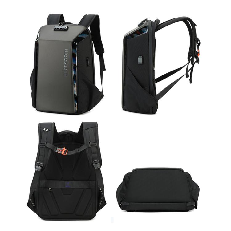 Wiersaam WY1350 Men Anti-Theft Business Backpack Laptop Bag For Travel With Password Lock(Space Gray) - Backpack by wiersaam | Online Shopping UK | buy2fix