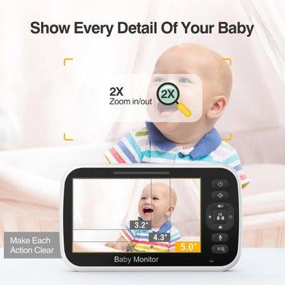 5 inch LCD Screen Auto Night Vision Baby Monitor AU Plug - Baby Monitor by buy2fix | Online Shopping UK | buy2fix