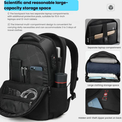 Tigernu Expandable Men Business Anti-Theft Laptop Backpack With USB Charging Port, Reflective Strips & TSA Lock - Backpack by Tigernu | Online Shopping UK | buy2fix