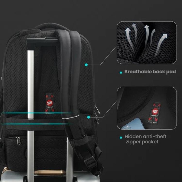 Tigernu Expandable Men Business Anti-Theft Laptop Backpack With USB Charging Port, Reflective Strips & TSA Lock - Backpack by Tigernu | Online Shopping UK | buy2fix