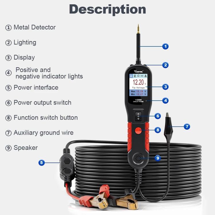 VDIAGTOOL 6-42V Automotive Circuit Tester(V200 Red) - Electronic Test by VDIAGTOOL | Online Shopping UK | buy2fix