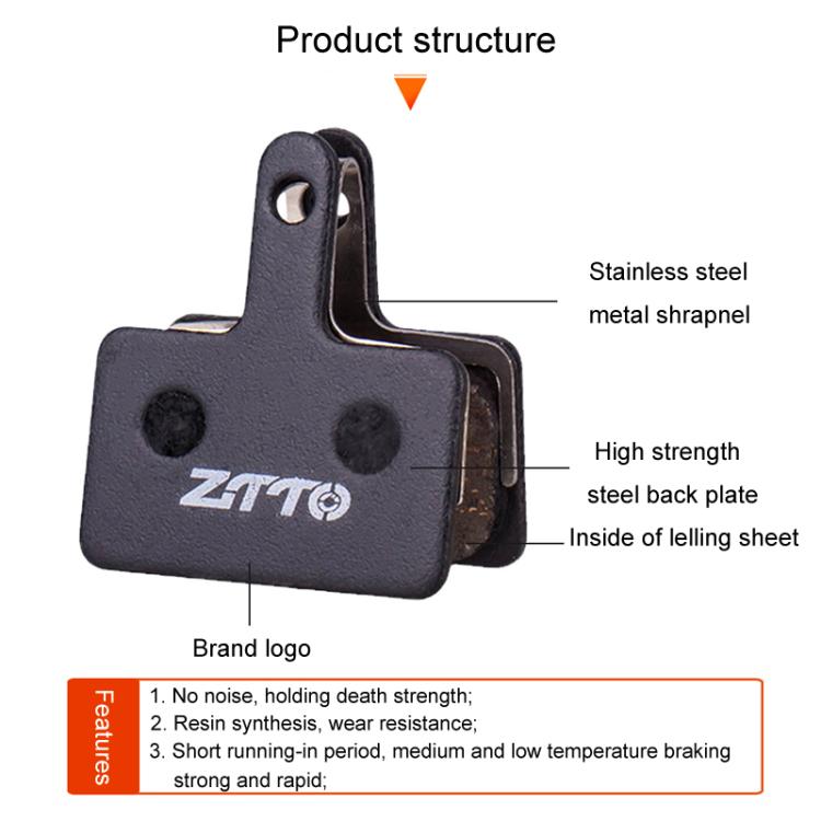2pairs ZTTO Bicycle Disc Braking Pads Mountain Bike Semi-Metallic Resin Brake Pads, Model: MS-07C - Bicycle Brake Parts by ZTTO | Online Shopping UK | buy2fix