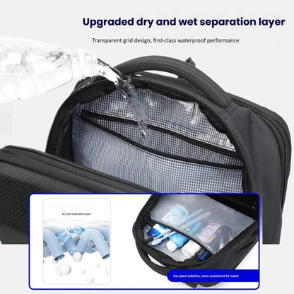 Tigernu T-B9152A 15.6-inch Men Hardshell Waterproof Backpack with Dry/Wet Separated Compartment & Air-Cushioned Shockproof Laptop Sleeve(Black) - Backpack by Tigernu | Online Shopping UK | buy2fix