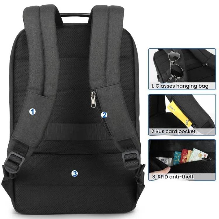 Tigernu 19-inch Expandable Men Anti-Theft Laptop Backpack with USB Charging Port, Headphone Hole & Comfort Shoulder Straps for Travel, Work Commute(Black) - Backpack by Tigernu | Online Shopping UK | buy2fix