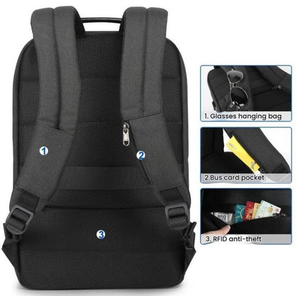 Tigernu 19-inch Expandable Men Anti-Theft Laptop Backpack with USB Charging Port, Headphone Hole & Comfort Shoulder Straps for Travel, Work Commute(Black) - Backpack by Tigernu | Online Shopping UK | buy2fix