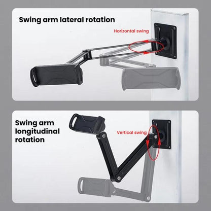 Long Arm Articulated Wall Mount Tablet Holder Adjustable Phone Mount with Detachable Base(Black) - Shower & Wall Mounts by buy2fix | Online Shopping UK | buy2fix