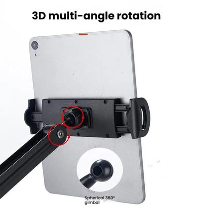 Long Arm Articulated Wall Mount Tablet Holder Adjustable Phone Mount with Detachable Base(Black) - Shower & Wall Mounts by buy2fix | Online Shopping UK | buy2fix