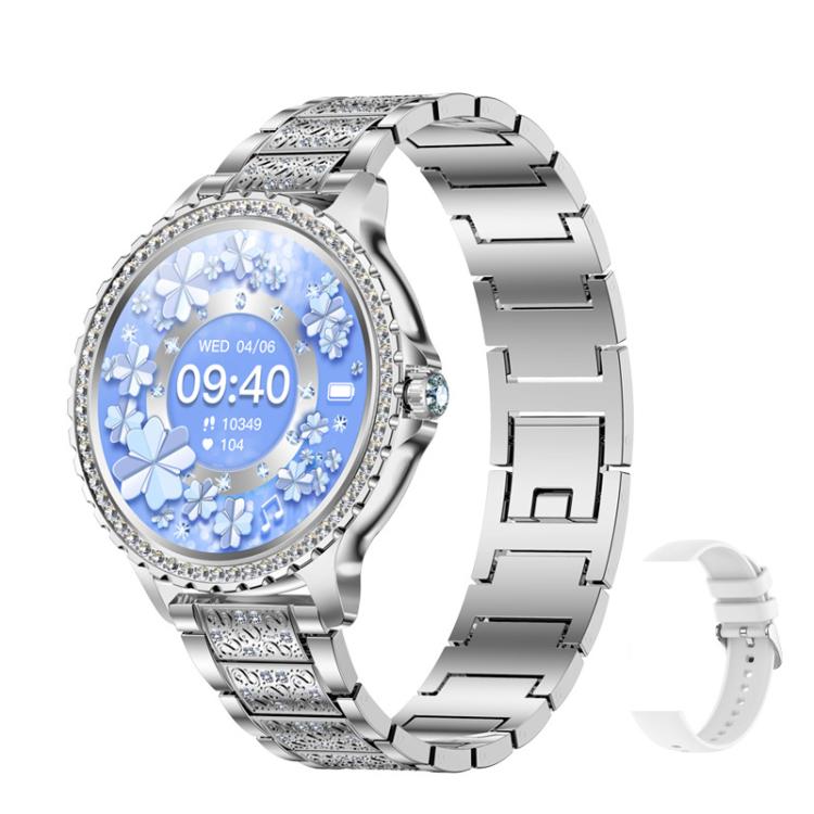 Bluetooth Calling AI Voice Assistant Life Waterproof Sports Smartwatch, Color: Silver Rough Steel Strap+Gray Silicone Strap - Smart Watches by buy2fix | Online Shopping UK | buy2fix