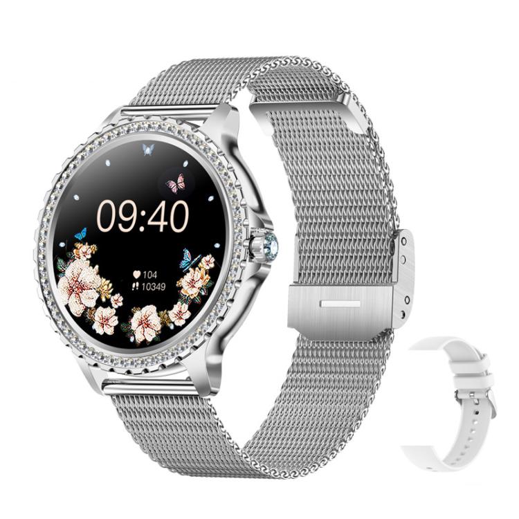 Bluetooth Calling AI Voice Assistant Life Waterproof Sports Smartwatch, Color: Silver Mesh Strap+Silicone Strap - Smart Watches by buy2fix | Online Shopping UK | buy2fix