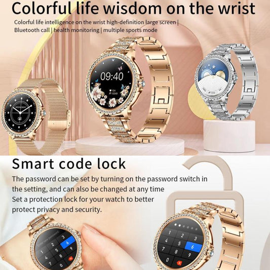 Bluetooth Calling AI Voice Assistant Life Waterproof Sports Smartwatch, Color: Gold Pink Silicone Strap - Smart Watches by buy2fix | Online Shopping UK | buy2fix