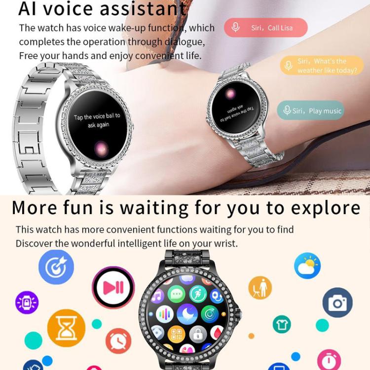 Bluetooth Calling AI Voice Assistant Life Waterproof Sports Smartwatch, Color: Black Mesh Strap+Silicone Strap - Smart Watches by buy2fix | Online Shopping UK | buy2fix