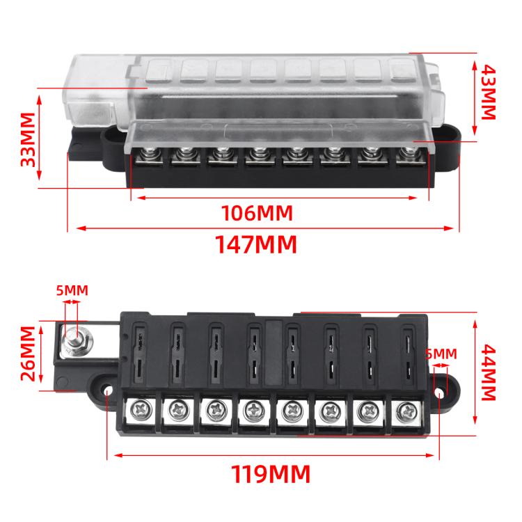 Automotive 8-way Fuse Box Terminal Block With Transparent Cover(CP-5099) - Fuse by buy2fix | Online Shopping UK | buy2fix