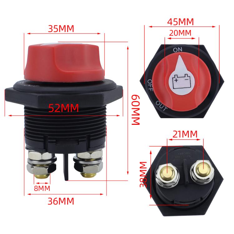 200A DC Brass Conductive RV Yacht Leak-proof Battery Switch(White With OUT Style 1 Removable) - Car Switches by buy2fix | Online Shopping UK | buy2fix