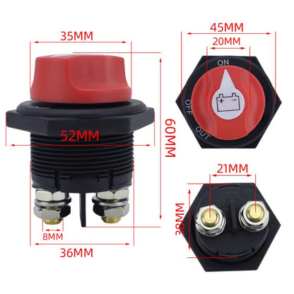 200A DC Brass Conductive RV Yacht Leak-proof Battery Switch(White With OUT Style 1 Removable) - Car Switches by buy2fix | Online Shopping UK | buy2fix