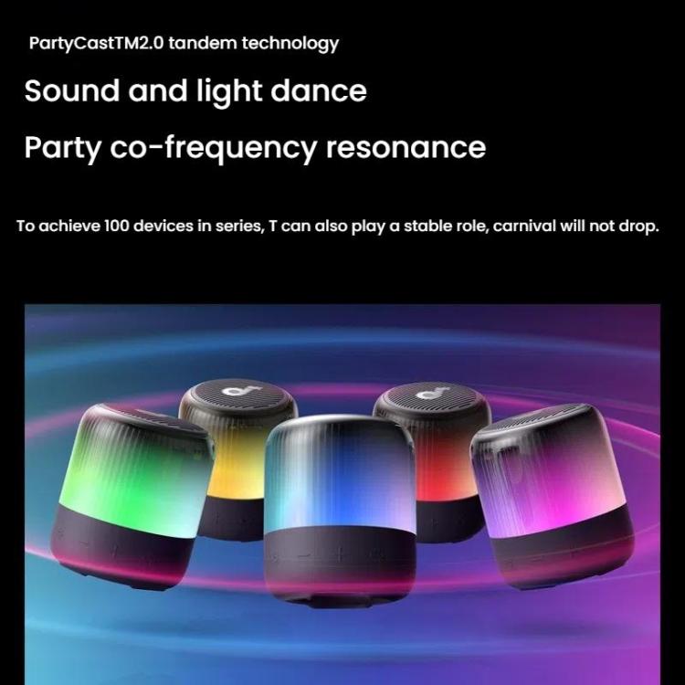 ANKER A3136 Soundcore Glow Mini Neon Subwoofer Wireless Bluetooth Small Speaker(Black) - Mini Speaker by ANKER | Online Shopping UK | buy2fix