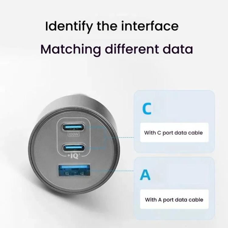 ANKER A2737 167.5W Dual Type-C+UAB-A 3 Ports Car Charger Cell Phone PD Fast Charger(Siver Gray) - Car Charger by buy2fix | Online Shopping UK | buy2fix