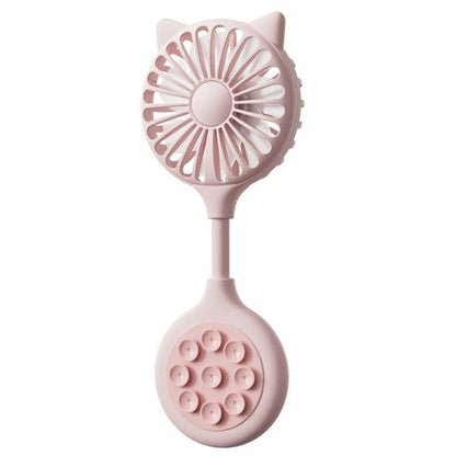 Mini Suction Cup Fan USB Rechargeable Desktop Portable Folding Fan(Pink) - Electric Fans by buy2fix | Online Shopping UK | buy2fix