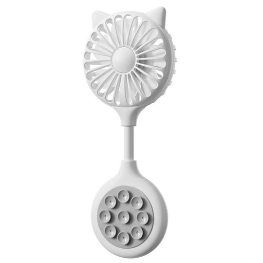 Mini Suction Cup Fan USB Rechargeable Desktop Portable Folding Fan(White)