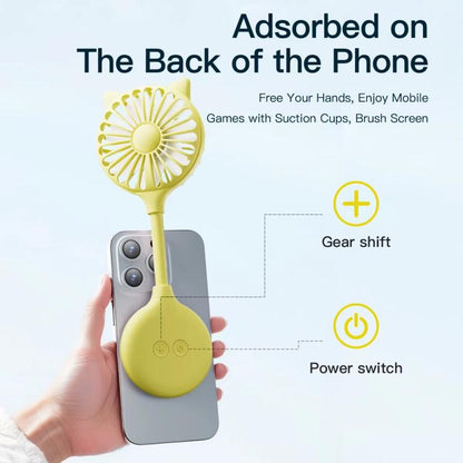 Mini Suction Cup Fan USB Rechargeable Desktop Portable Folding Fan(Yellow) - Electric Fans by buy2fix | Online Shopping UK | buy2fix