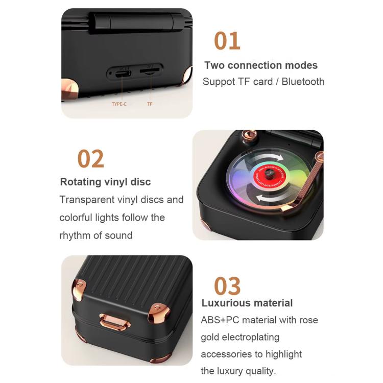 AVWOO A17 Mini Colorful Light Retro Gramophone Bluetooth Speaker(White) - Mini Speaker by AVWOO | Online Shopping UK | buy2fix