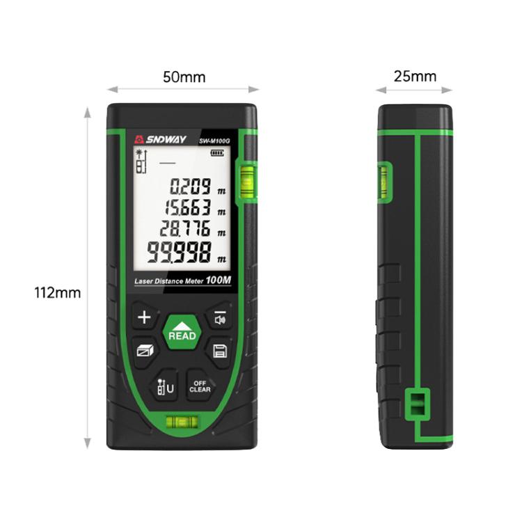 SNDWAY SW-M100G 100M Indoor Outdoor General Purpose Green Laser Range Finder - Laser Rangefinder by SNDWAY | Online Shopping UK | buy2fix