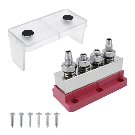 600A RV Yacht Copper Bolt 4 Stud Heavy Duty Busbar Terminal, Color: Red Single - Fuse by buy2fix | Online Shopping UK | buy2fix