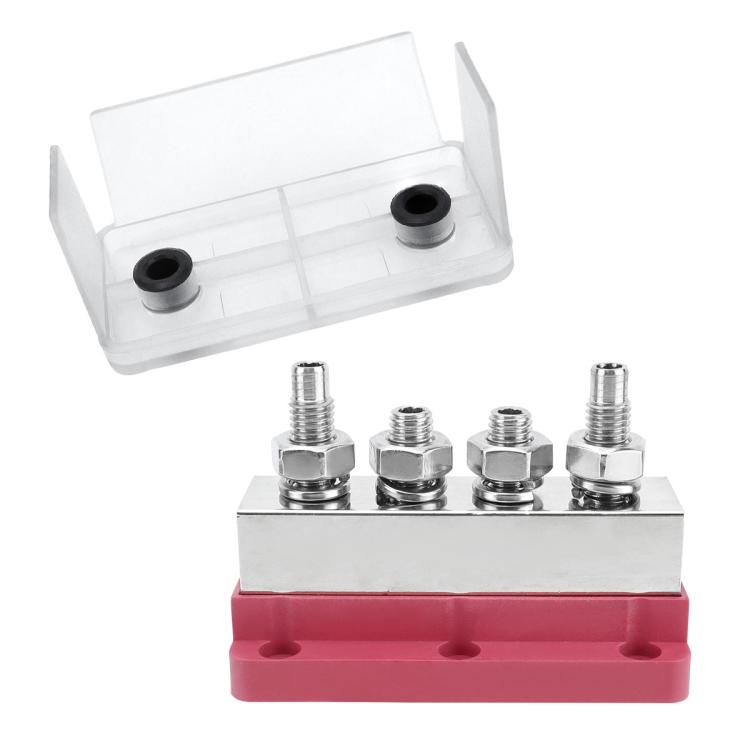 600A RV Yacht Copper Bolt 4 Stud Heavy Duty Busbar Terminal, Color: Red Single - Fuse by buy2fix | Online Shopping UK | buy2fix