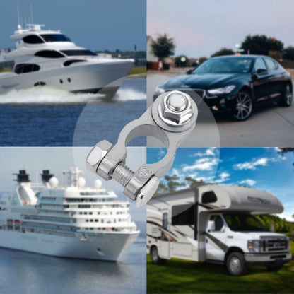M8 RV Yacht Battery Zinc Alloy Battery Terminal Wiring Clip, Specification: 2x3/8 inch With Brush - Booster Cable & Clip by buy2fix | Online Shopping UK | buy2fix