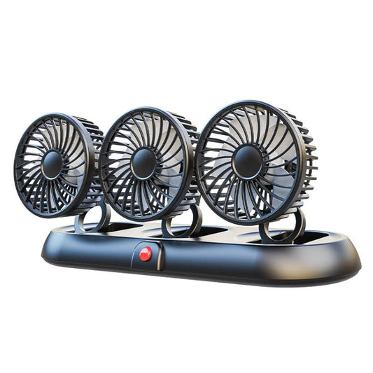 Car Three-head Adjustable Folding Multifunctional Fan With Number Plate(White 5V USB) - Heating & Fans by buy2fix | Online Shopping UK | buy2fix
