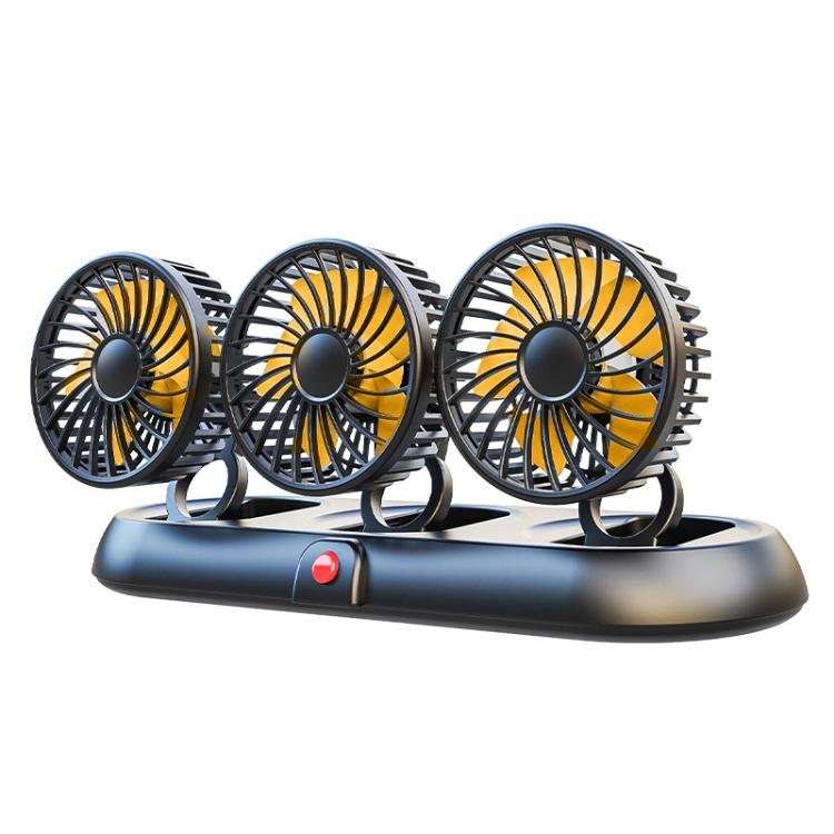 Car Three-head Adjustable Folding Multifunctional Fan With Number Plate(Orange 12V Cigarette Lighter) - Heating & Fans by buy2fix | Online Shopping UK | buy2fix