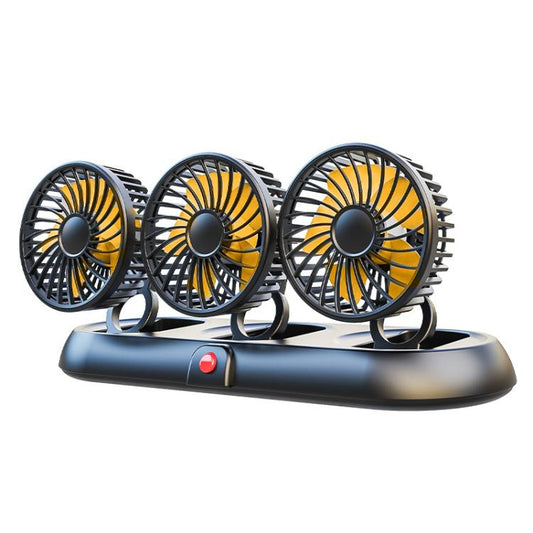 Car Three-head Adjustable Folding Multifunctional Fan With Number Plate(Orange 12V Cigarette Lighter) - Heating & Fans by buy2fix | Online Shopping UK | buy2fix