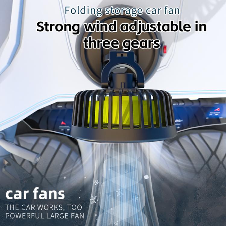 Car Single-head Three-speed Adjustable Folding High-wind Fan(Orange 12V Cigarette Lighte) - Heating & Fans by buy2fix | Online Shopping UK | buy2fix