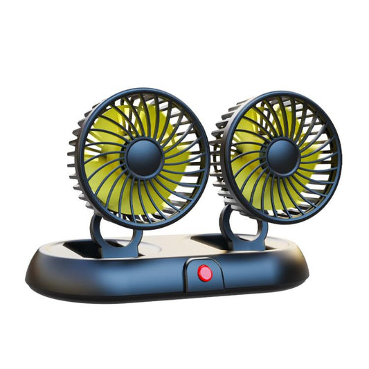 Car Two Head Adjustable Foldable Multifunctional High-Wind Fan(Yellow 12V Cigarette Lighter) - Heating & Fans by buy2fix | Online Shopping UK | buy2fix