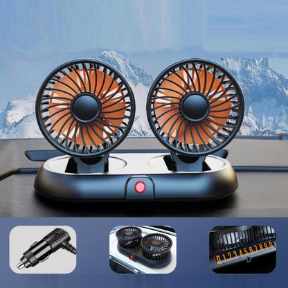 Car Two Head Adjustable Foldable Multifunctional High-Wind Fan(Orange 12V Cigarette Lighter) - Heating & Fans by buy2fix | Online Shopping UK | buy2fix