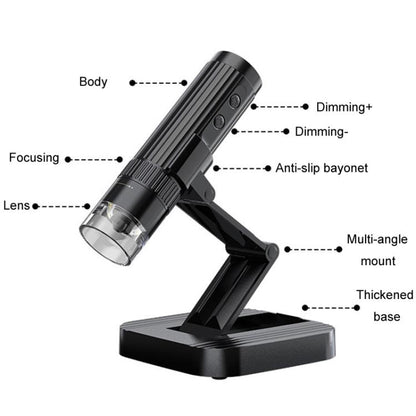 Portable 200W Pixel 1000X HD Wireless Digital Microscope(Black With Holder) - Digital Microscope by buy2fix | Online Shopping UK | buy2fix