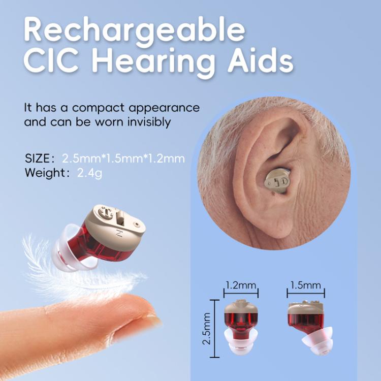 Elderly Hearing Aids Invisible Sound Amplifier Noise Reduction Collector With Digital Display Charging Compartment(Red And Blue) - Hearing Aids by buy2fix | Online Shopping UK | buy2fix