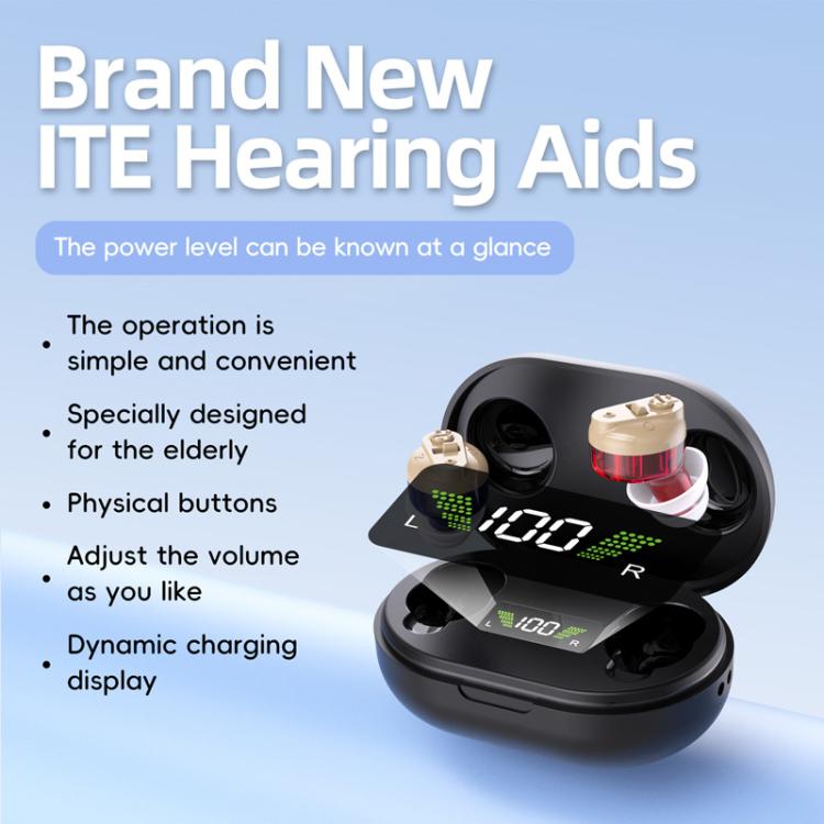 Elderly Hearing Aids Invisible Sound Amplifier Noise Reduction Collector With Digital Display Charging Compartment(Black) - Hearing Aids by buy2fix | Online Shopping UK | buy2fix