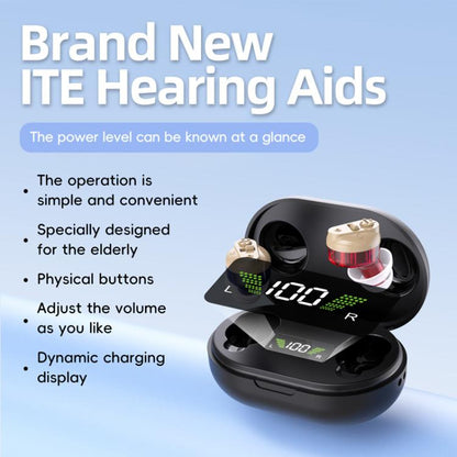 Elderly Hearing Aids Invisible Sound Amplifier Noise Reduction Collector With Digital Display Charging Compartment(Black) - Hearing Aids by buy2fix | Online Shopping UK | buy2fix