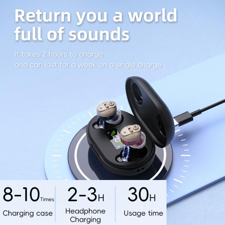 Elderly Hearing Aids Invisible Sound Amplifier Noise Reduction Collector With Digital Display Charging Compartment(Red And Blue) - Hearing Aids by buy2fix | Online Shopping UK | buy2fix