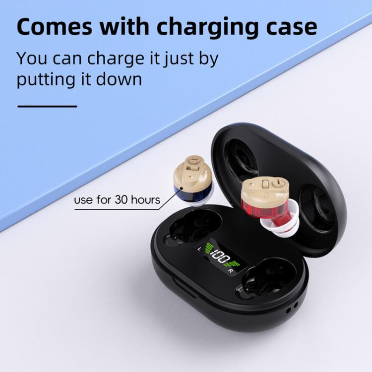 Elderly Hearing Aids Invisible Sound Amplifier Noise Reduction Collector With Digital Display Charging Compartment(Black) - Hearing Aids by buy2fix | Online Shopping UK | buy2fix