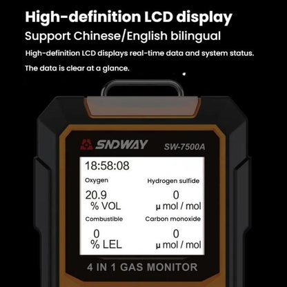 SNDWAY SW7500A 4 In 1 Gas Detector Combustible Gas Oxygen Hydrogen Sulfide Toxic and Harmful Detection Explosion-proof, Spec: With Pump Suction - Gas Monitor by SNDWAY | Online Shopping UK | buy2fix