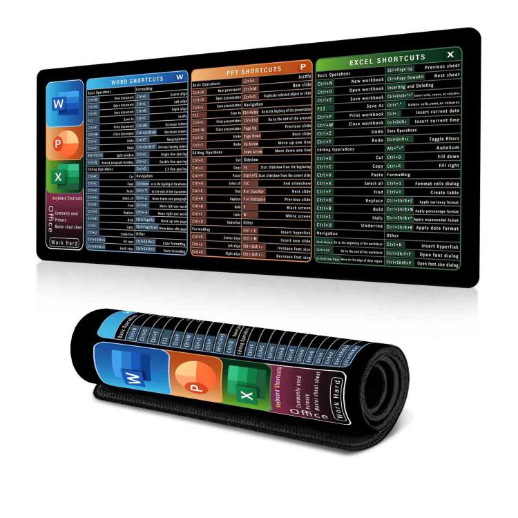 Keyboard Shortcut Desk Mat Mouse Pad Non-Slip Office Desk Pad With Computer Commands 300x700x3mm(No.3) - Mouse Pads by buy2fix | Online Shopping UK | buy2fix