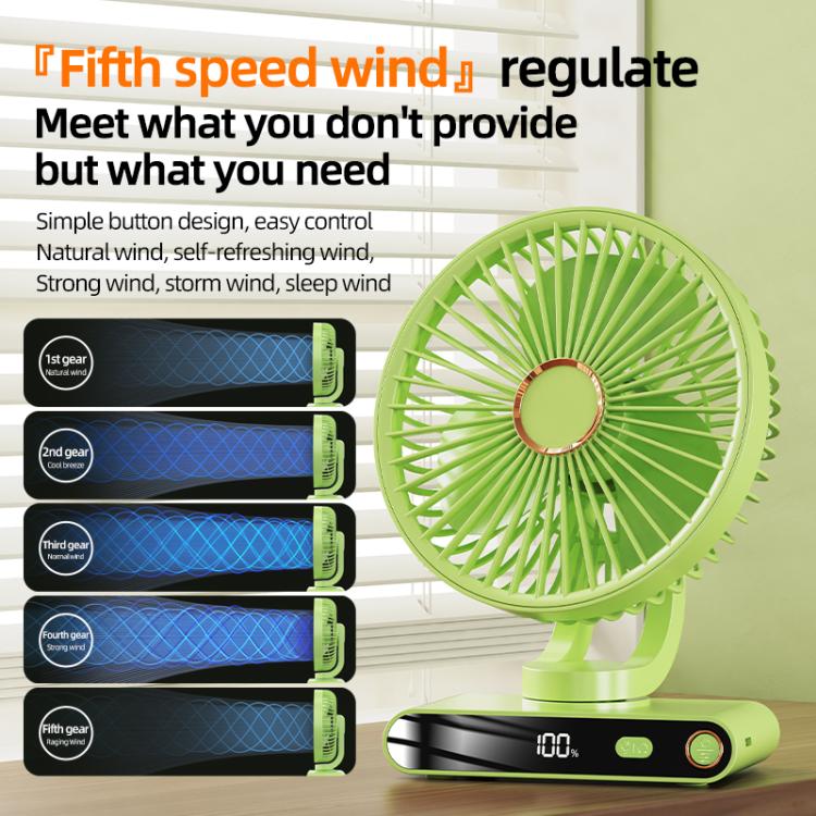 F6 LED Smart Digital Display 5-speed Wind Speed Desktop Night Light Fan, Color: Basic Green - Electric Fans by buy2fix | Online Shopping UK | buy2fix