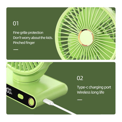 F6 LED Smart Digital Display 5-speed Wind Speed Desktop Night Light Fan, Color: Basic Green - Electric Fans by buy2fix | Online Shopping UK | buy2fix
