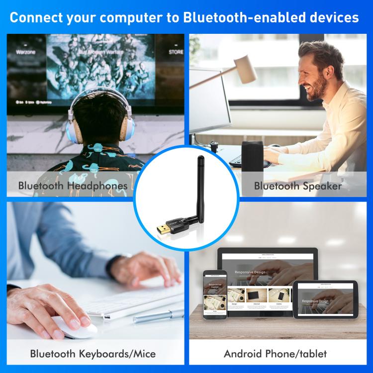 EDUP USB Bluetooth Adapter 5.4 Transmitter Audio Receiver Module - USB Adapter by EDUP | Online Shopping UK | buy2fix